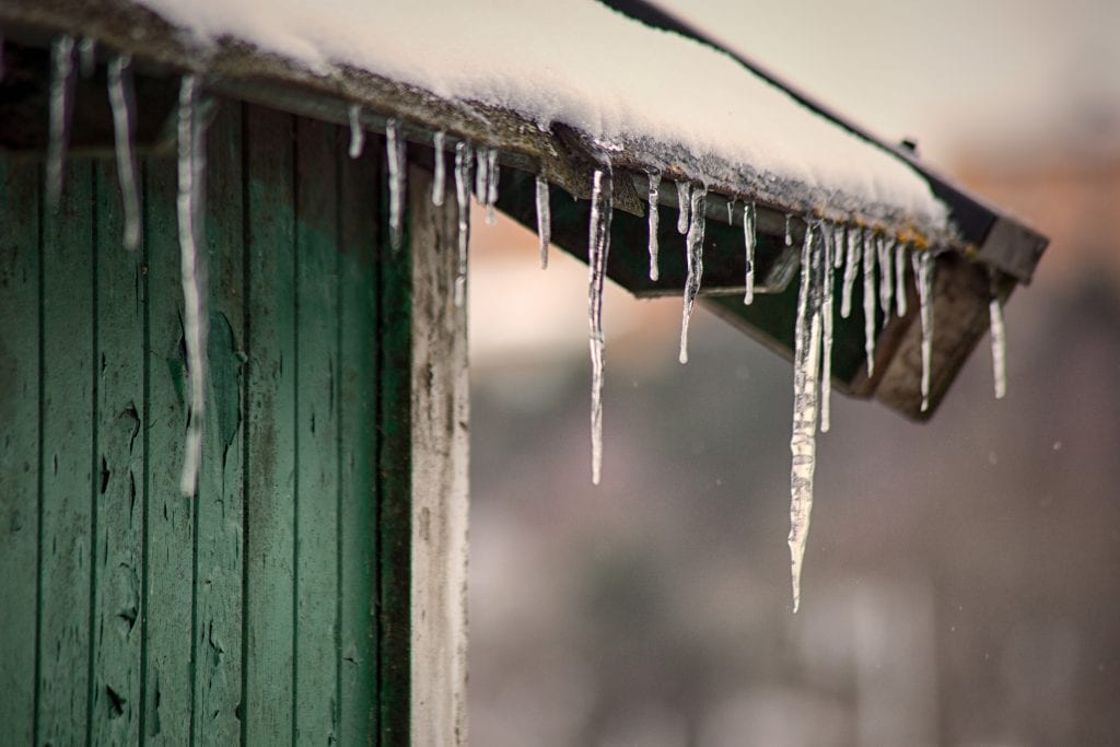 Snow on shed roof